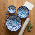 Hand Painted Blue White Ceramic Nesting Bowls – Turkish Pottery Serving Set of 3