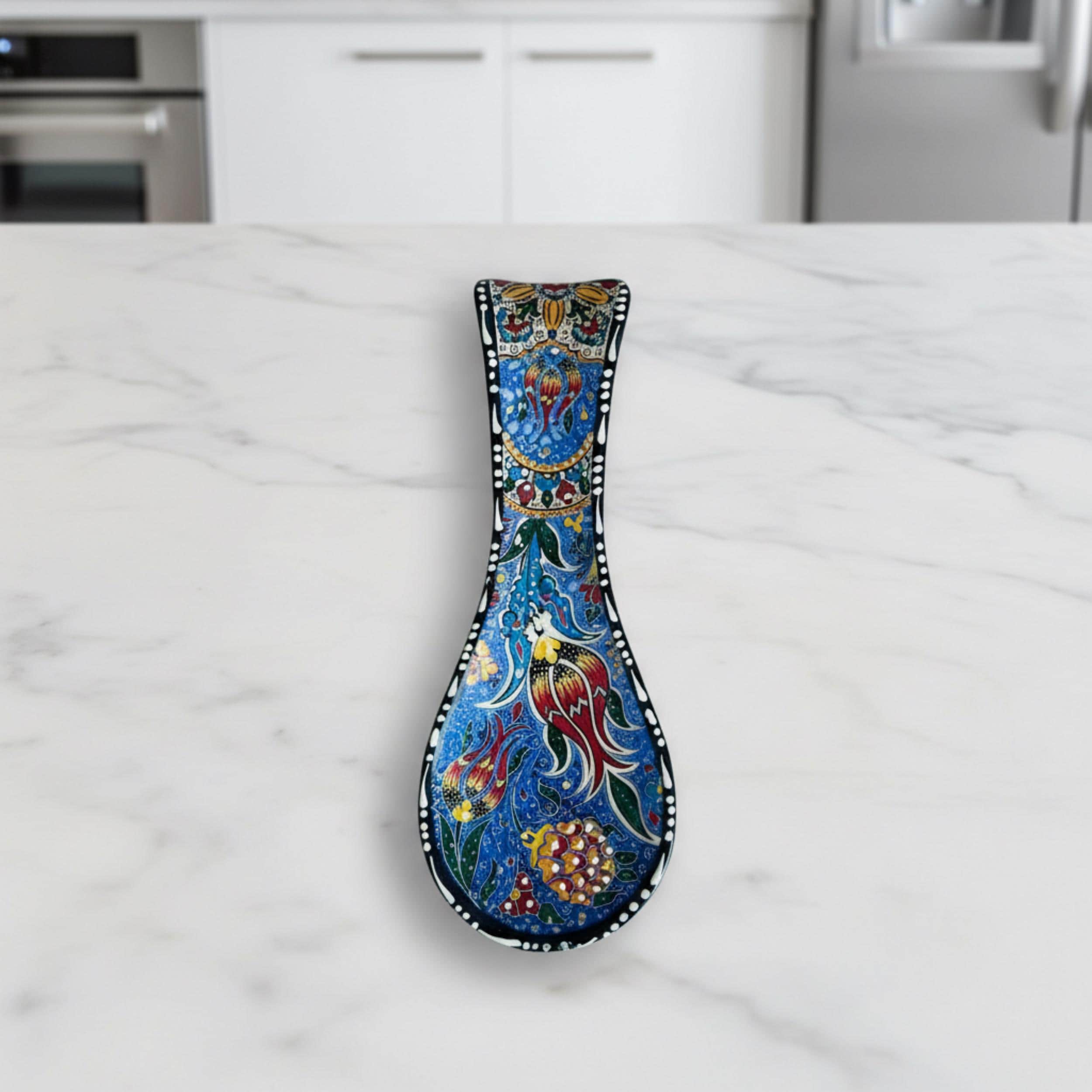 Hand-Painted Ceramic Spoon Rest - Unique Housewarming Gift - Spoon Holder
