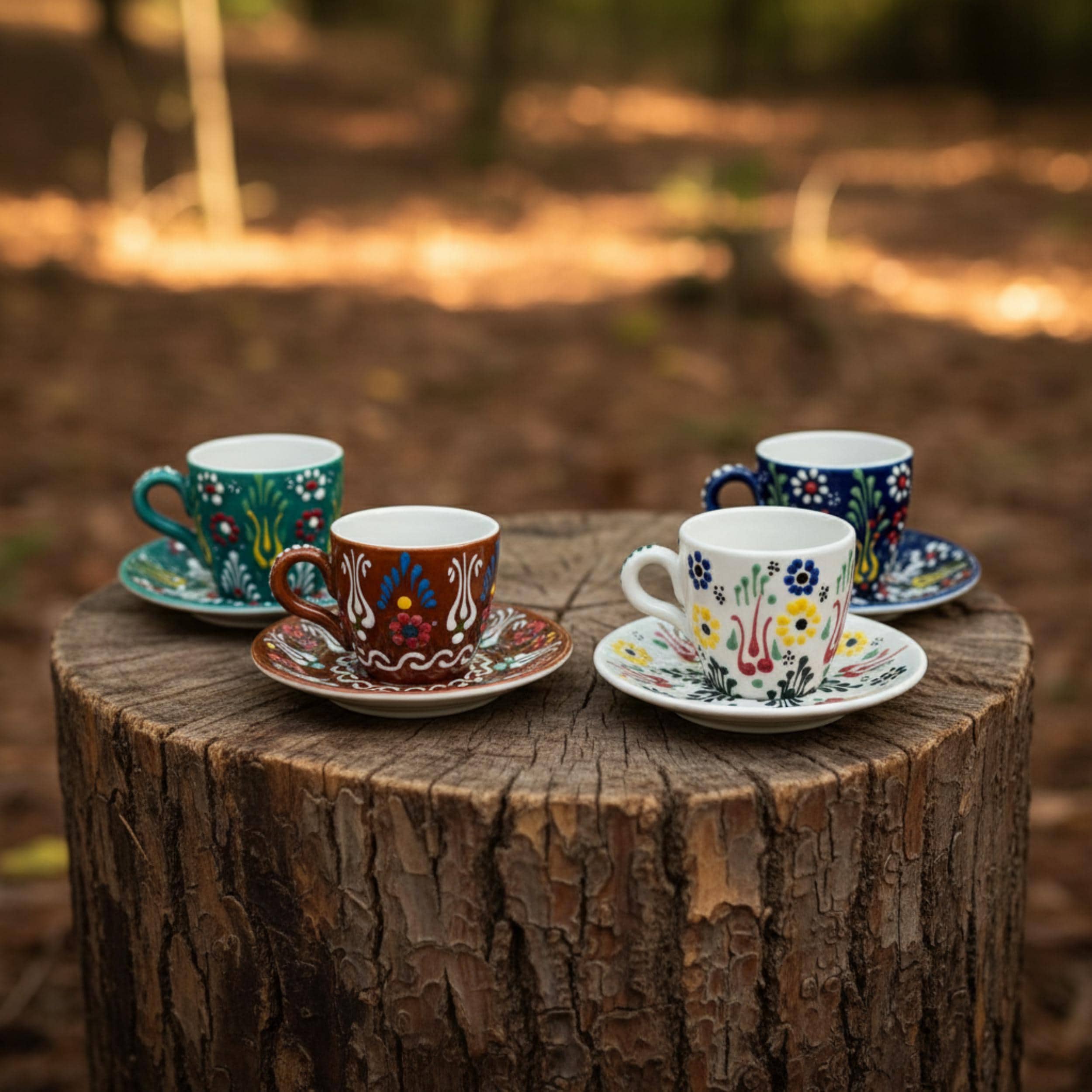 Hand-Painted Turkish Coffee Cup Set - Choose Set Ceramic Cups - Elegant Espresso Mugs - Authentic Pottery