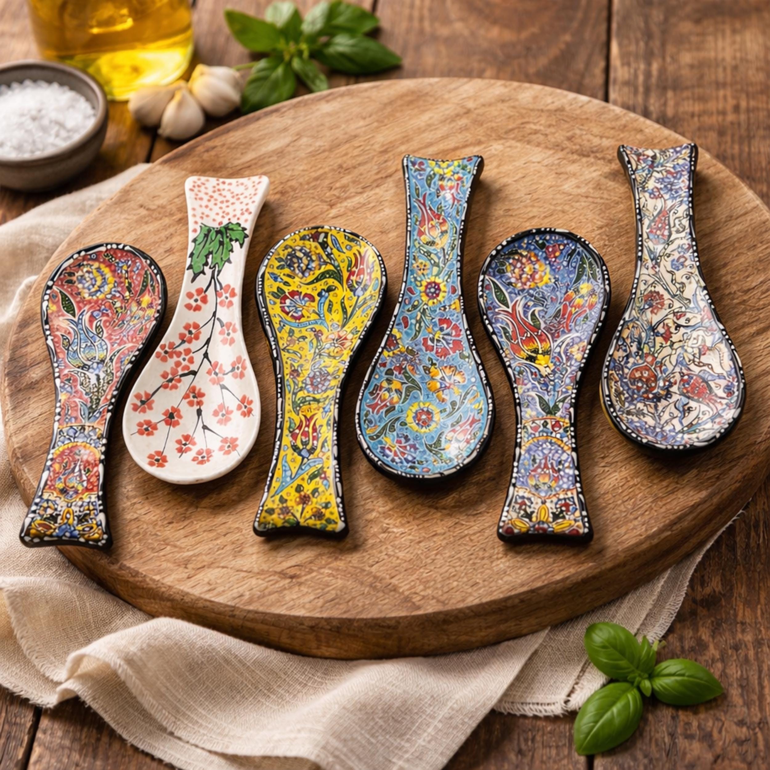 Hand-Painted Ceramic Spoon Rest - Unique Housewarming Gift - Spoon Holder