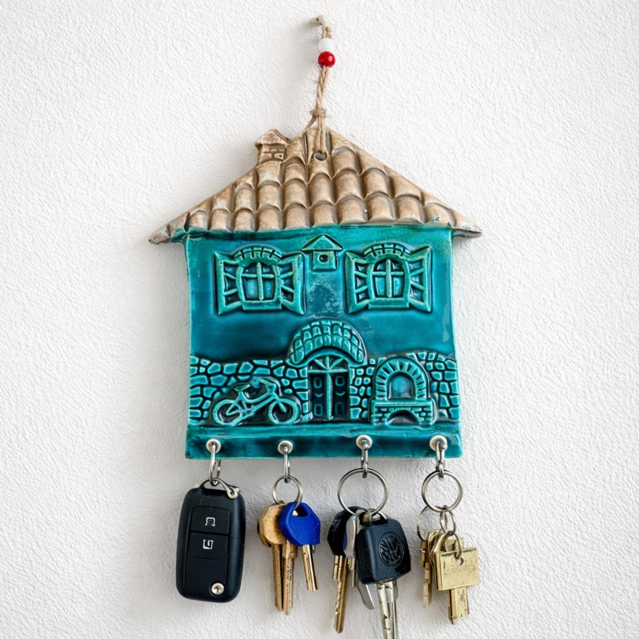 Handmade Ceramic House Key Holder - Wall Mounted Entryway Decor - Unique New Home Gift