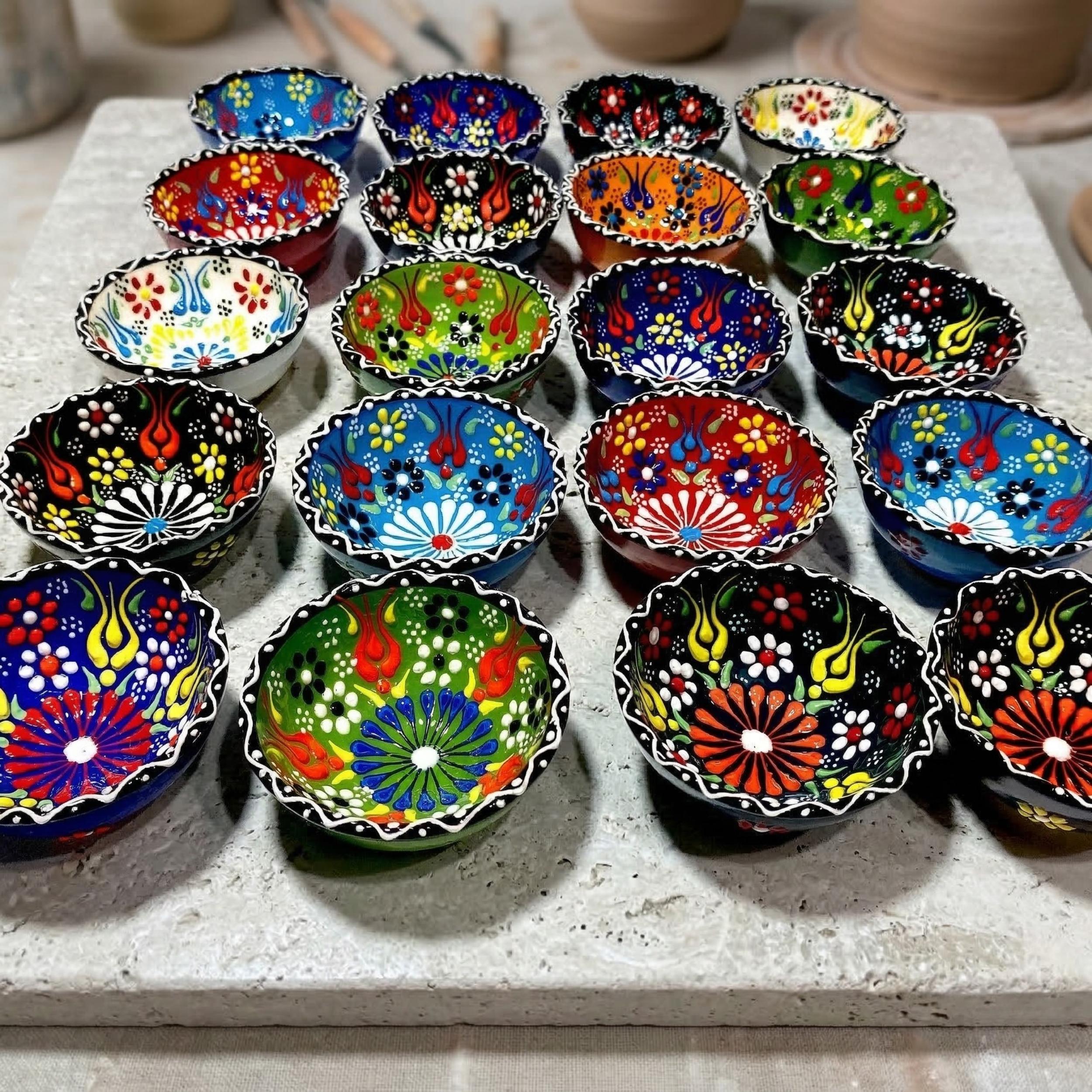 Handmade Mexican Wedding Favors, Talavera Style Ceramic Mini Bowls in Box, Boho Bulk Wedding Favor, Colorful Pottery