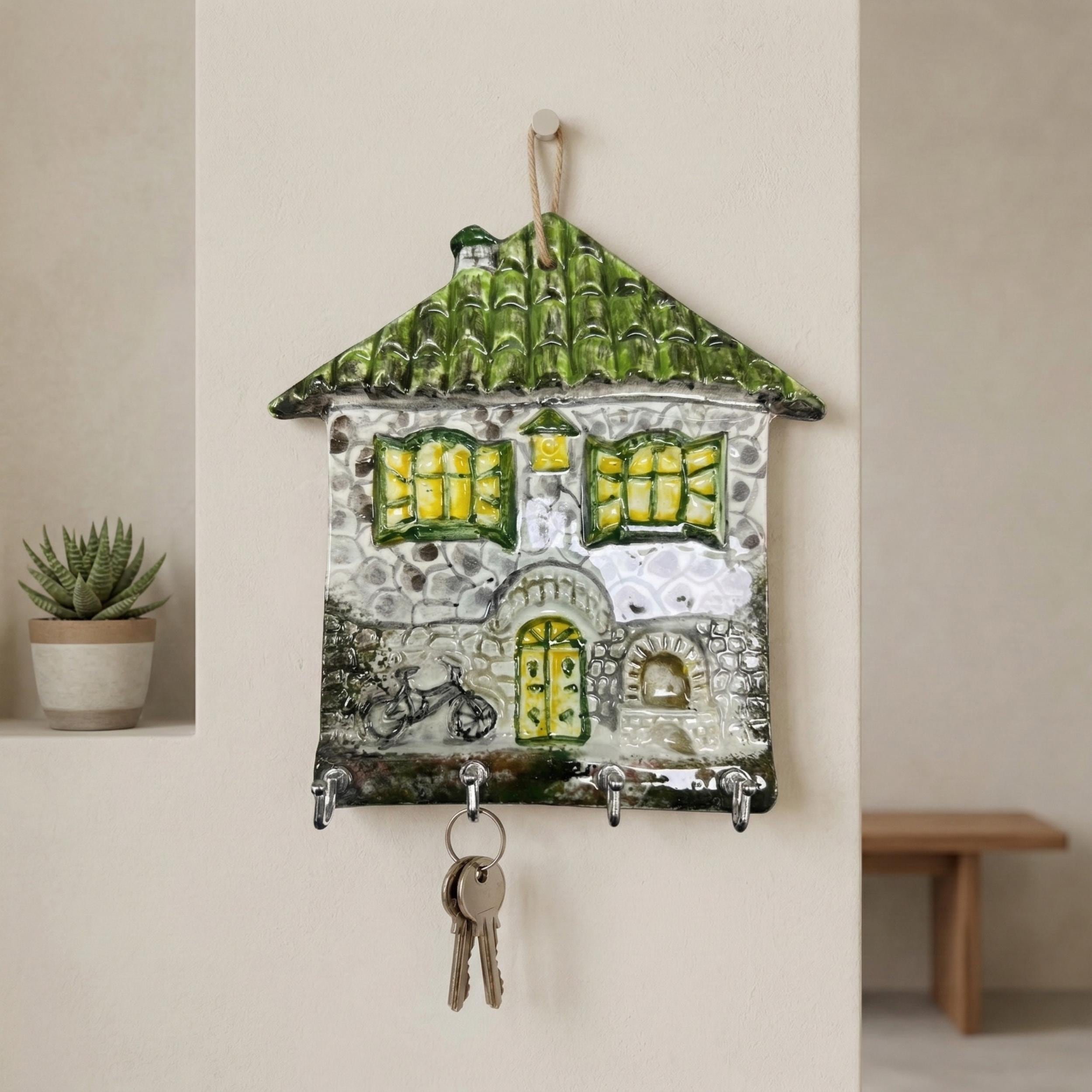 Handmade Ceramic House Key Holder - Wall Mounted Entryway Decor - Unique New Home Gift