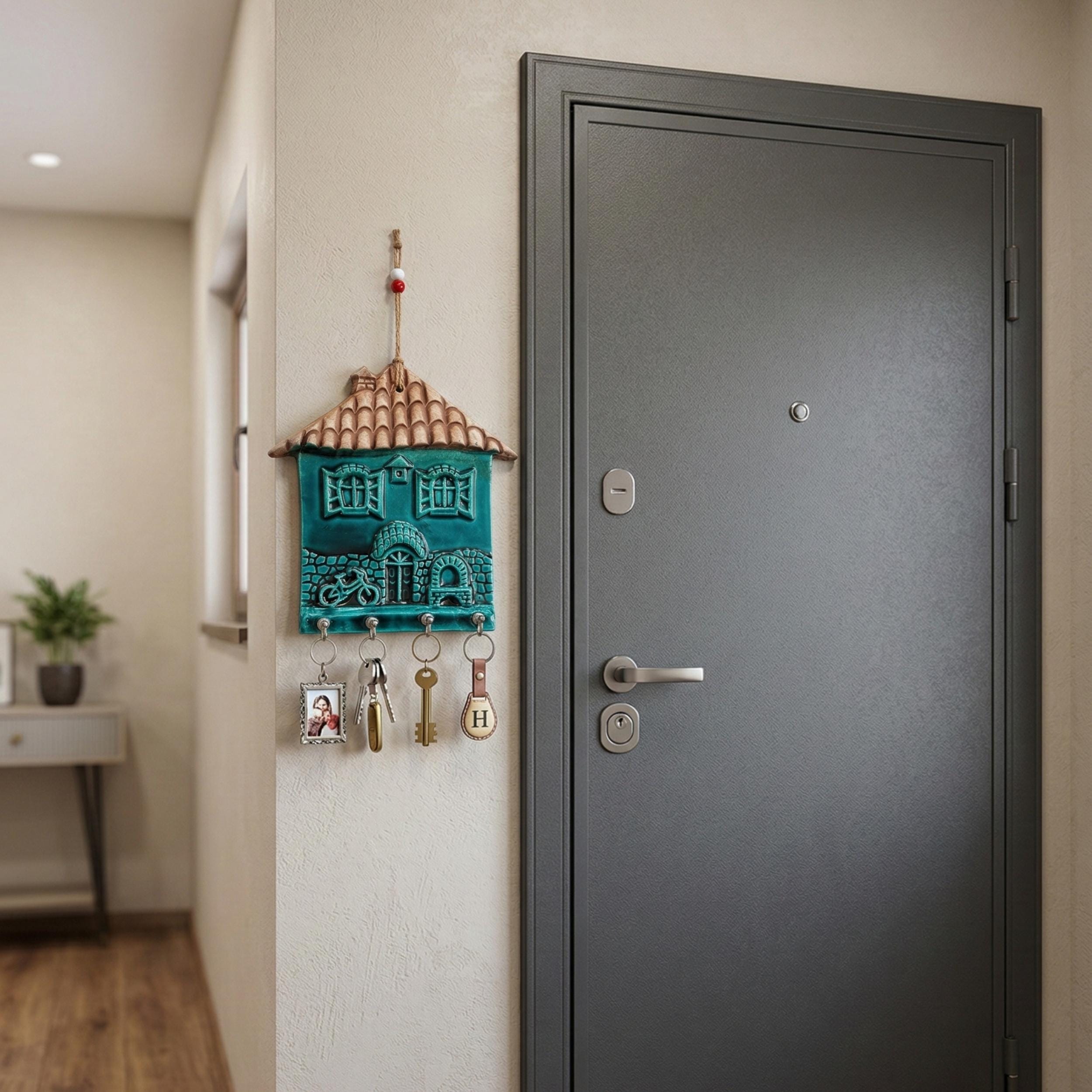 Handmade Ceramic House Key Holder - Wall Mounted Entryway Decor - Unique New Home Gift