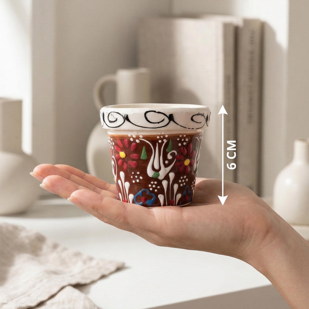 Hand-Painted Ceramic Succulent Pot - Small Pottery Planter - Indoor Cactus Holder - Floral Desk Decor